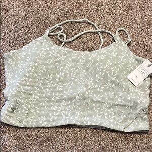 Green Floral Crop Top